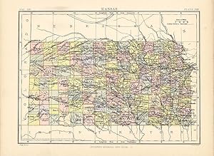 Original Antique Kansas Map. Encyclopaedia Britannica. 1877.