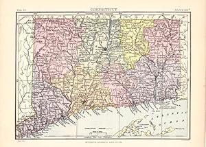 Original Antique Connecticut Map. Encyclopaedia Britannica. 1877.