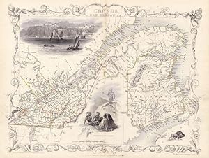 Antique Map of East Canada and New Brunswick by J. Rapkin. Circa. 1850.