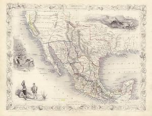 Antique Map of Mexico, California & Texas by J. Rapkin. Hand Colored. C. 1850.