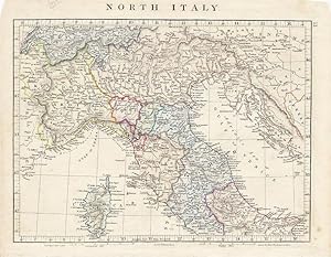 Antique Map of North Italy by Aaron Arrowsmith. Hand Colored. 1841.