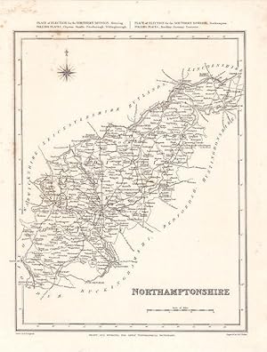 Antique English County Map of Northamptonshire. by R. Creighton. Circa. 1835.