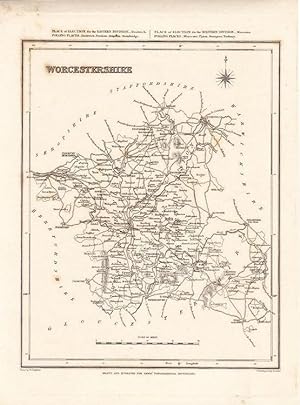 Antique County Map of Worcestershire by R. Creighton. Circa. 1835.