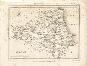 Antique English County Map of Durham. Circa. 1835.