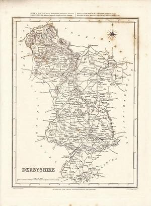 Antique County Map of the Derbyshire by R. Creighton. Circa. 1835.