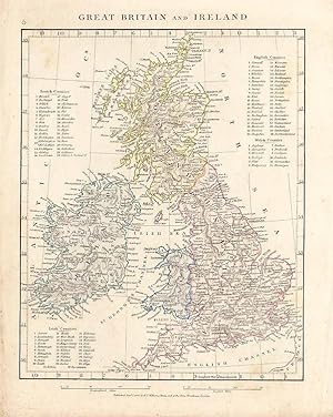 Great Britain and Ireland Map by Aaron Arrowsmith. Hand Colored. 1841.