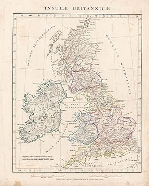 Map of Ancient Britain and its Coasts by Aaron Arrowsmith. Hand Colored. 1841.