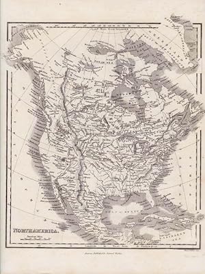 Original Antique Map of North America. Engraved by Illman and Pilbrow. 1846.