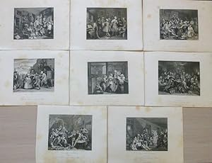 Full Set of The Rake's Progress by William Hogarth. Circa. 1840.