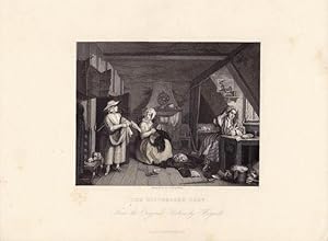 The Distressed Poet by William Hogarth. Original Engraved Print. Circa. 1840.