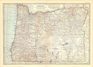 1902 Century Atlas Map of Oregon. Original Color State Map.