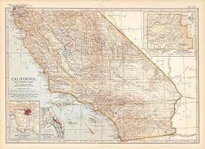 Southern California. Original Antique State Map. Los Angeles, etc. Century Atlas. 1902.