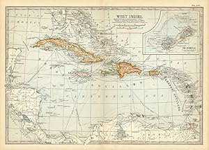 Map of the West Indies in the Caribbean. Including The Bermudas. Century Atlas. 1902.