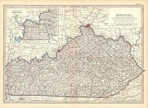 Antique State Map of Kentucky. Lexington, Louisville, etc. Century Atlas. 1902.