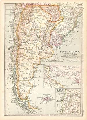 South America, Southern Part. Century Atlas. Original Antique Map. 1902.