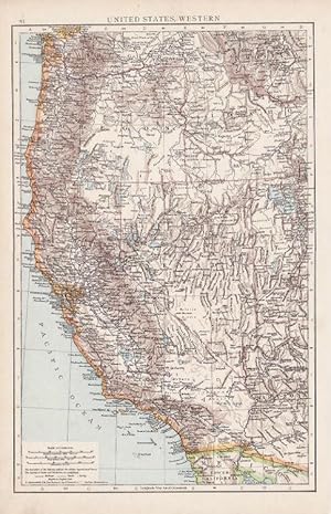 Antique Map of the United States, Western (Incl. California). The Times Atlas 1895.