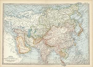Antique Color Map of Asia From the Century Atlas, New York. 1902.