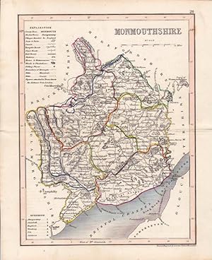 Antique English Map of Monmouthshire by J. Archer.