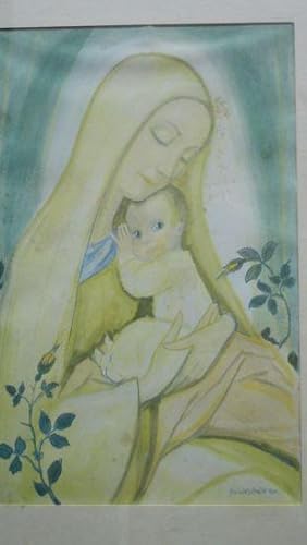 Wunderschöne Buntstift-Zeichnung. Madonna mit Kind