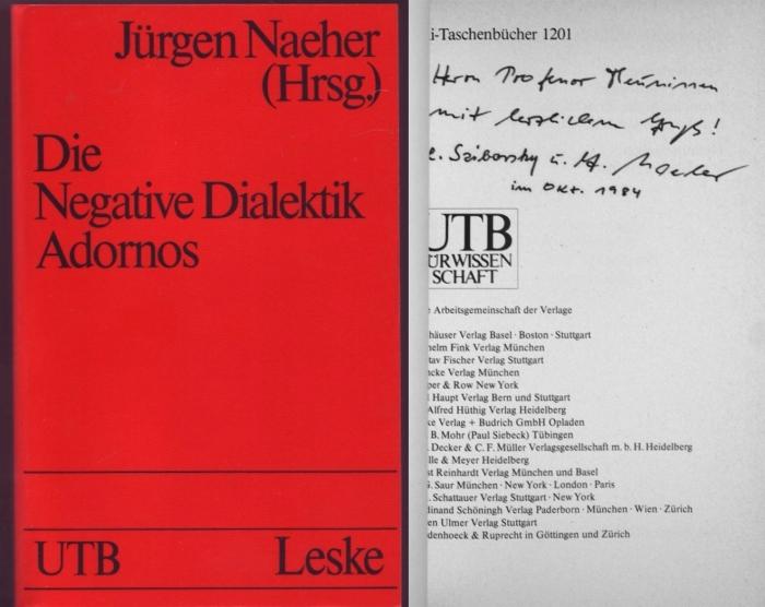 Die Negative Dialektik Adornos: Einführung ? Dialog (Universitätstaschenbücher)