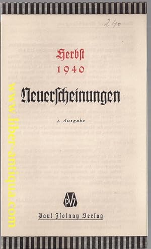 Herbst 1940: Neuerscheinungen, 4. Ausgabe