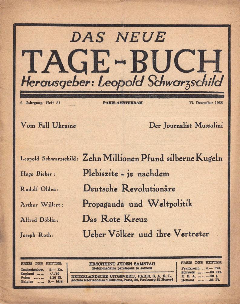 Das Neue Tage Buch Herausgeber Leopold Schwarzschild 37
