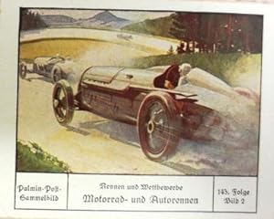 Palmin-Post-Sammelbild MOTORRAD- und AUTORENNEN aus der Serie 145, "Rennen und Wettbewerbe", Bild 2.