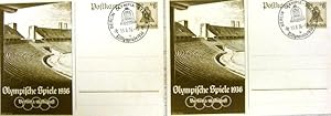 (Olympiade 1936) Postkarte aus der Serie mit Sonderbriefmarken 6+4, 4+6 + Sonderstempel Berlin Ol...