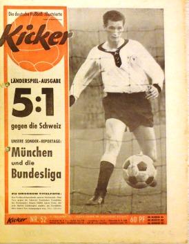 Kicker, Die deutsche Fußball-Illustrierte - Länderspielausgabe (Nr. 52/1962) "5:1 gegen die Schwe...