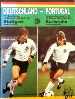 Deutschland-Portugal. WM-Qualifikation 16.10.1985 - Stuttgart Neckarstadion. Offizielles Programm.