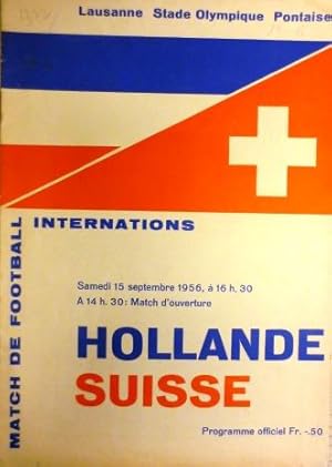 Match de Football Internations. Lausanne Stade Olympique Pontaise. 15 septembre 1956. Programme o...