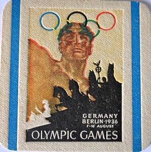 (Olympiade 1936) Bierdeckel mit dem Motiv eines offiziellen Plakats und der Aufschrift "Olympic G...