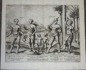 (Engraving of Indian People from ITINERARIO): Een Indiaens lant ofte bouwman genaemt Canaryn.