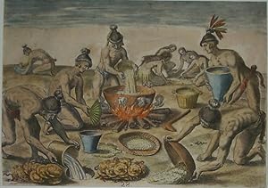 (Engraving, Native Americans, Florida): Preparing for a Feast