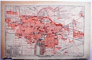 Karlsruhe. Stadtplan m. umseitig Straßenverzeichnis (Namen-Register")