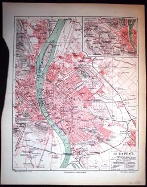 Budapest. Stadtplan m. anliegendem Straßenverzeichnis ("Namen-Register")