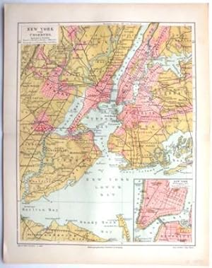 New York und Umgebung m. Nebenkarte "New York Südlicher Teil (1:65 000).