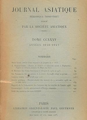 JOURNAL ASIATIQUE- PERIODIQUE TRIMESTRIEL. Publié avec le concours de la Société Asiatique du cen...