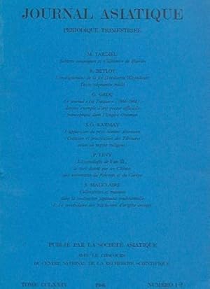 JOURNAL ASIATIQUE- PERIODIQUE TRIMESTRIEL. Publié avec le concours de la Société Asiatique du cen...