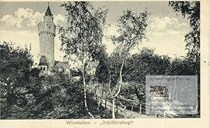 Wiesbaden. Schläferskopf mit Blick auf Kaiser-Wilhelm-Turm. Postkarte um 1910