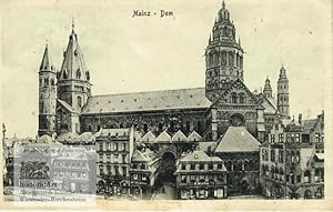 Mainz. Dom. Postkarte mit Blick auf den Mainzer Dom vom Höfchen aus um 1920