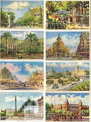 Barcelona. Perla del Mediterraneo. Serie B. Leporello mit 10 schönen Color-Ansichtspostkarten. Aq...