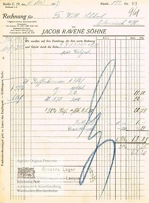 Jacob Ravené Söhne. Rechnung über Kaffeebrenner Berlin 1917