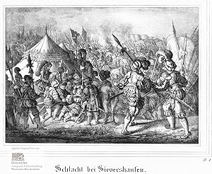 Schlacht bei Sievershausen. Der verwundete Kurfürst Moritz von Sachsen inmitten seiner Getreuen i...
