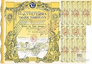 Etablissements Léon Volterra et Théatre Marigny. Dekorative Inhaber-Aktie über 100 Francs, Paris ...