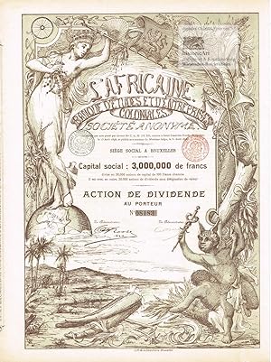 L'Africaine. Banque d'Etudes et d'Entreprises Coloniales Société Anonyme. Inhaberaktie ohne Nennw...