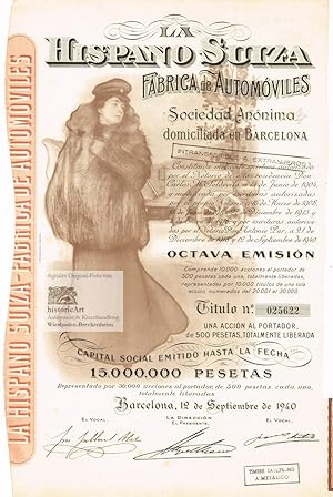 La Hispano Suiza Frabrica de Automoviles Sociedad Anonima domiciliada en Barcelona. Dekorative Ak...