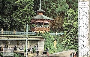 Schlangenbad. Terrasse mit Musik-Pavillon. Chromolithographie auf Ansichtspostkarte von 1906