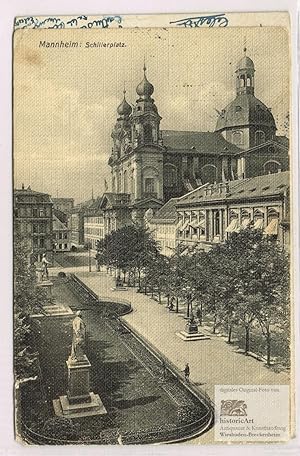 Mannheim: Schillerplatz. Fotopostkarte 1909