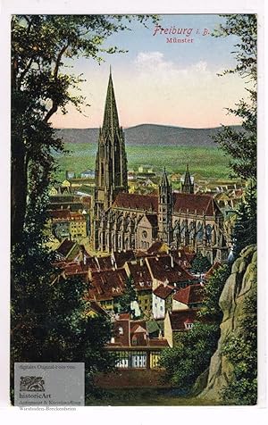 Freiburg i. B. Münster. Äußere Ansicht auf Postkarte von 1927